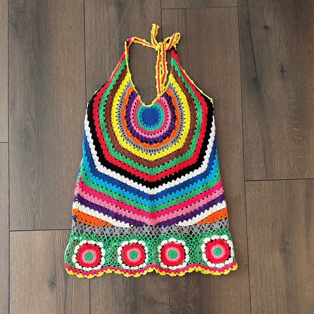 Forever 21 Colorful Crochet Halter Top